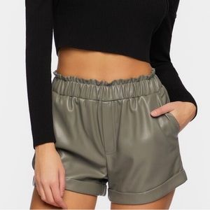 Forever 21 Faux Leather Grey Shorts High Waist Small